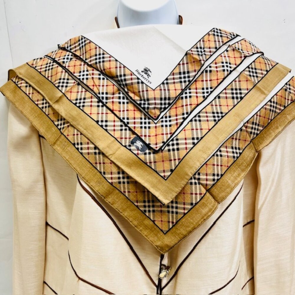 New Men/Women  BURBERRY Handkerchief Nova Check Set of Two 17"-19" 100％Cotton(31 - Picture 2 of 15